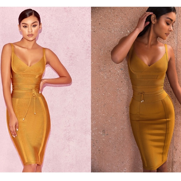 Belice Ginger Tie Waist Bandage Dress 